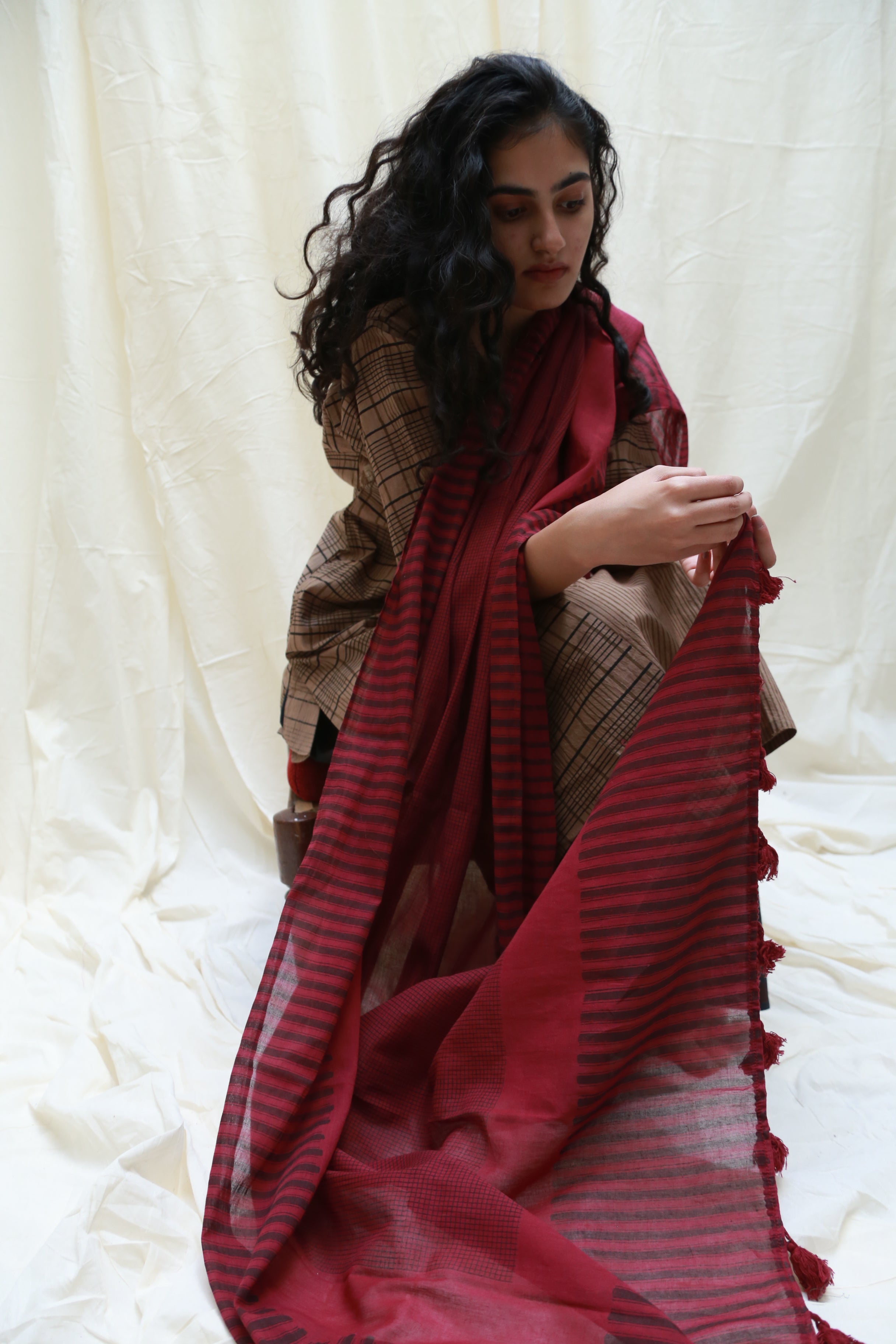 Trace Maroon Dupatta