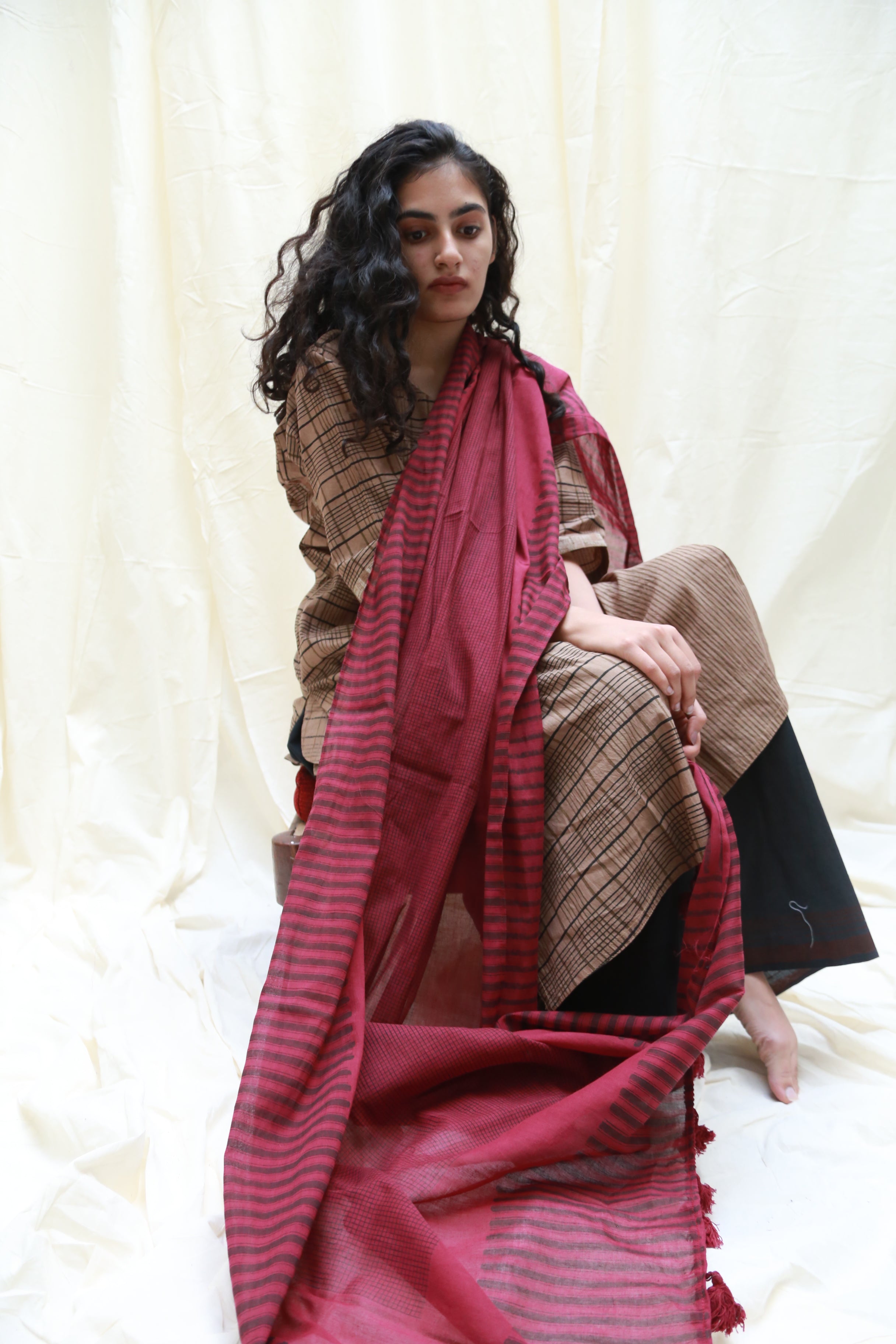 Trace Maroon Dupatta