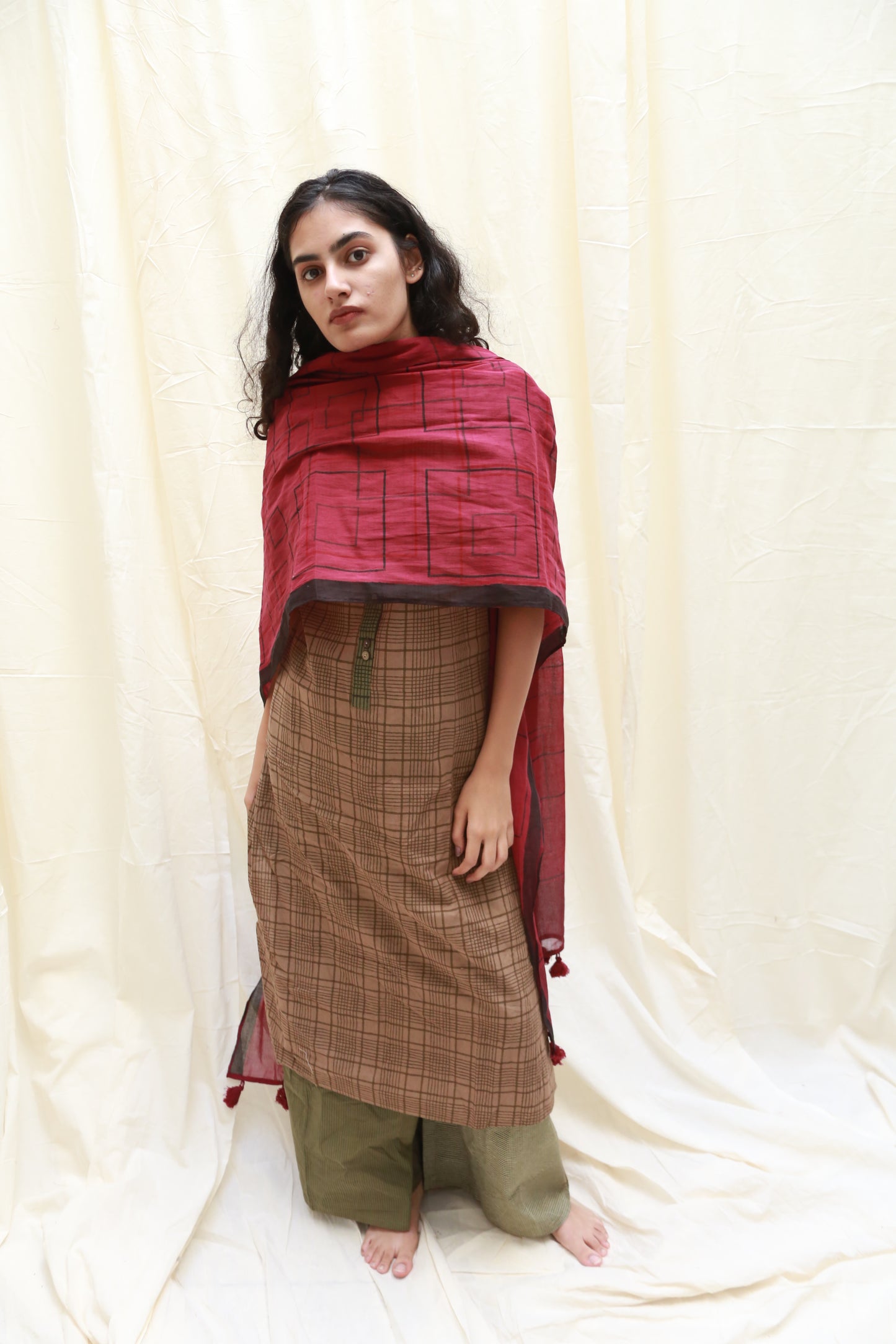 Trace Maroon Dupatta