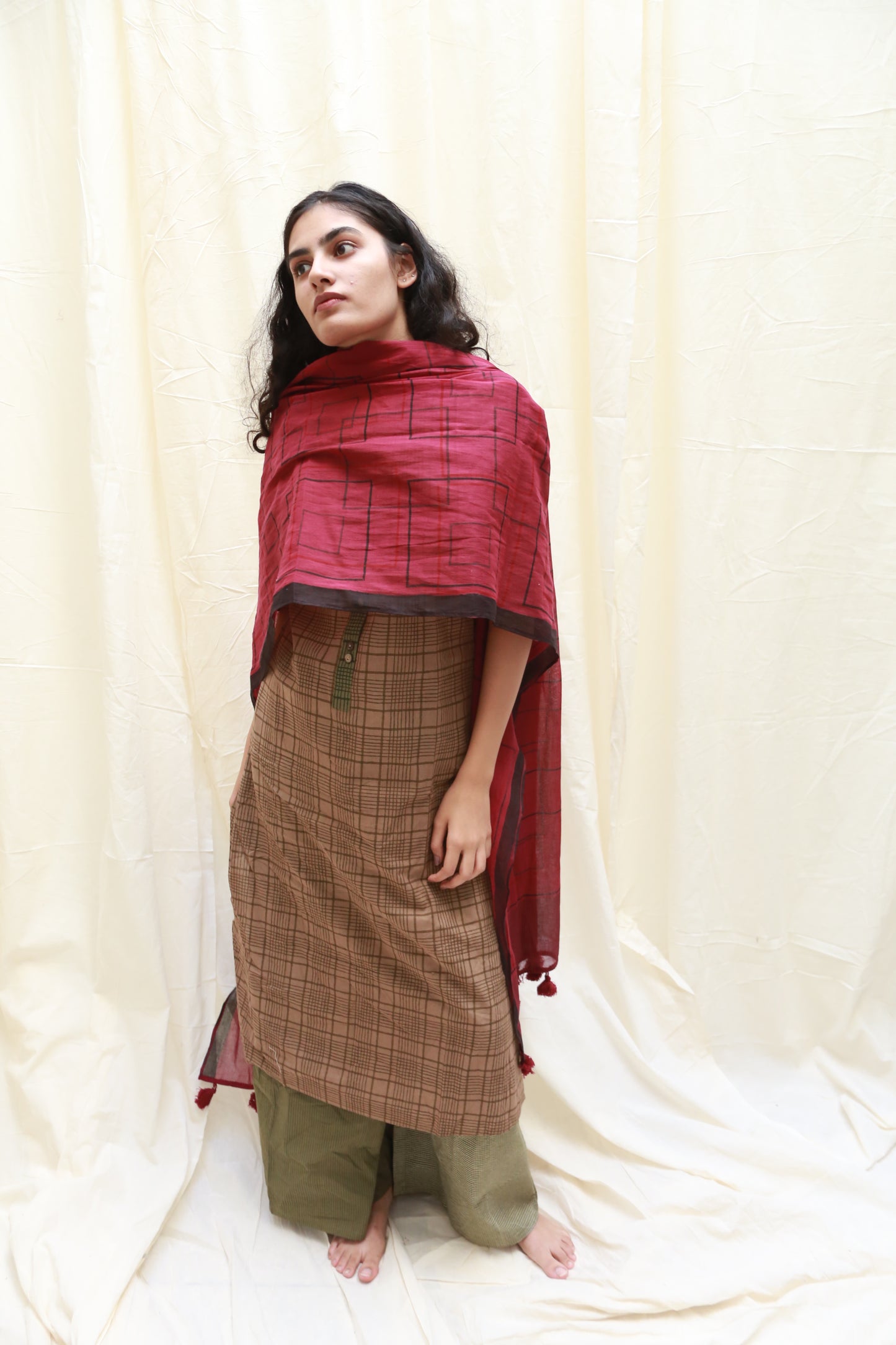 Trace Maroon Dupatta