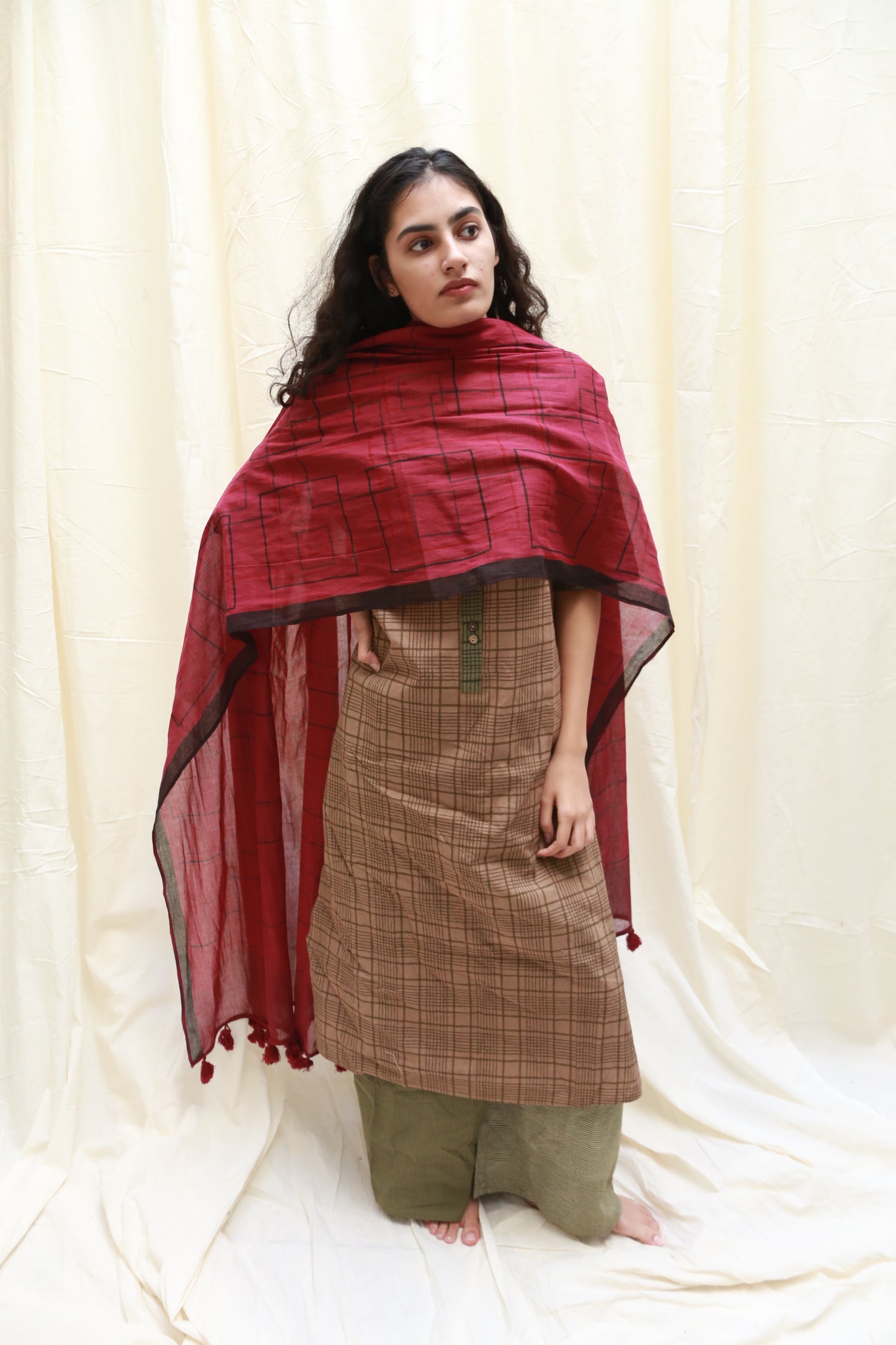 Trace Maroon Dupatta