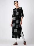 Space Crossed Black Kurta - BANANA labs