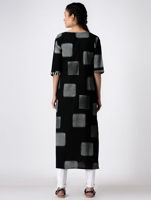 Space Crossed Black Kurta