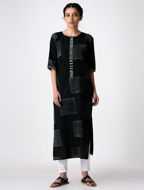 Space Boxy Black Kurta