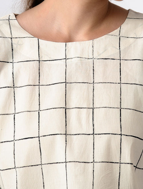 Grid White Crop Top
