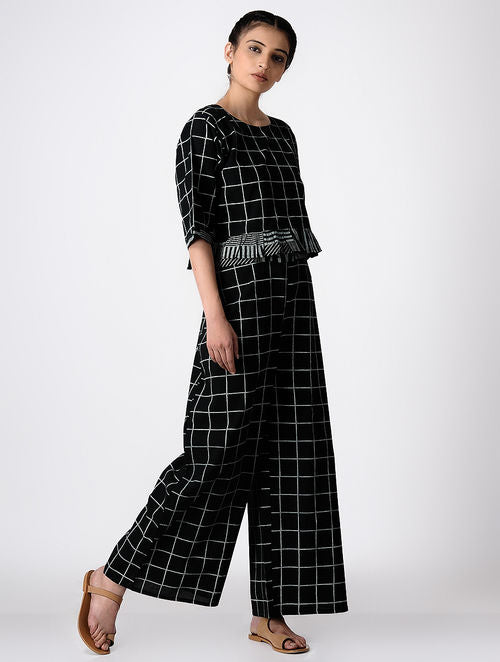 Grid Black Crop Top