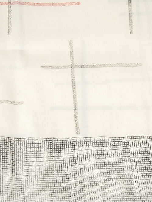 Patch White Dupatta