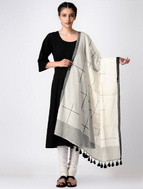 Patch White Dupatta