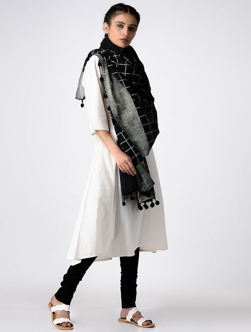 Grid Black Dupatta