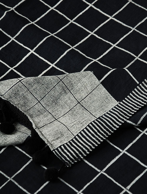 Grid Black Dupatta