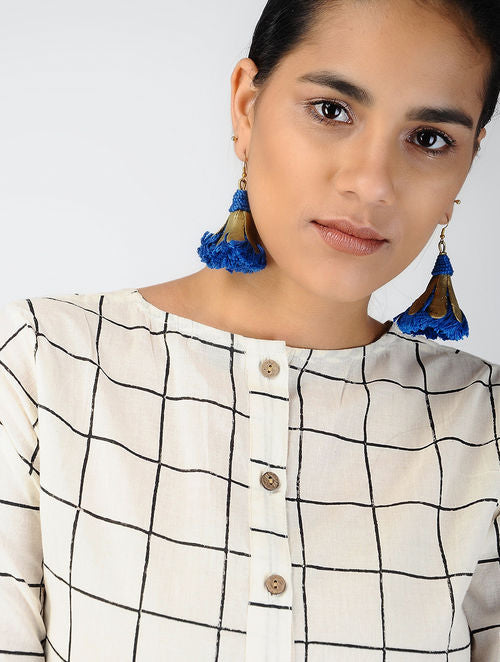 Grid White Crop Top
