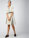 Grid White Dress - BANANA labs
