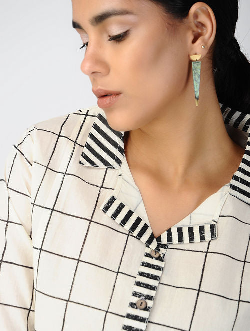 Grid White Dress