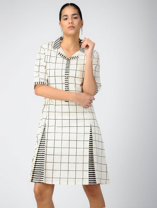 Grid White Dress