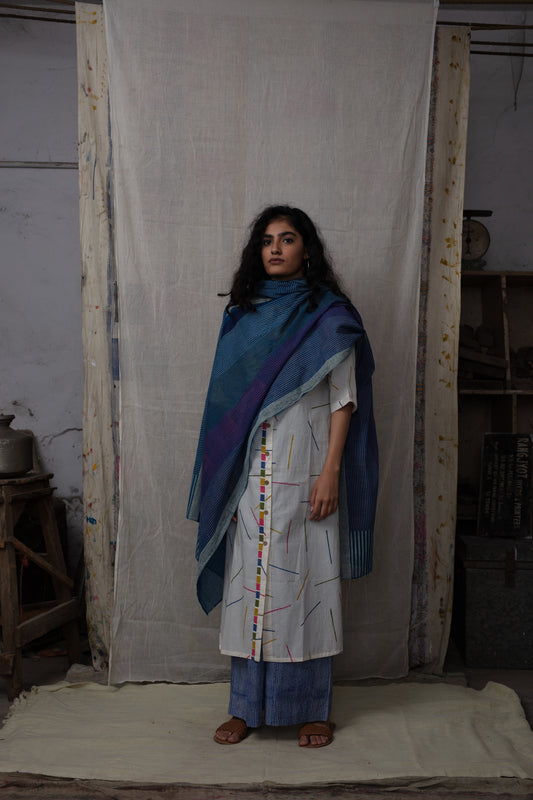 Phosphene Indigo Dupatta