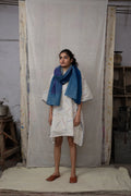 Sprinkles White Kaftan with Indigo block printed Stole - BANANA labs