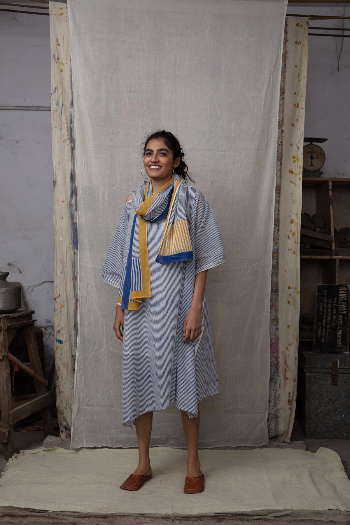 Indigo Striped Kaftan