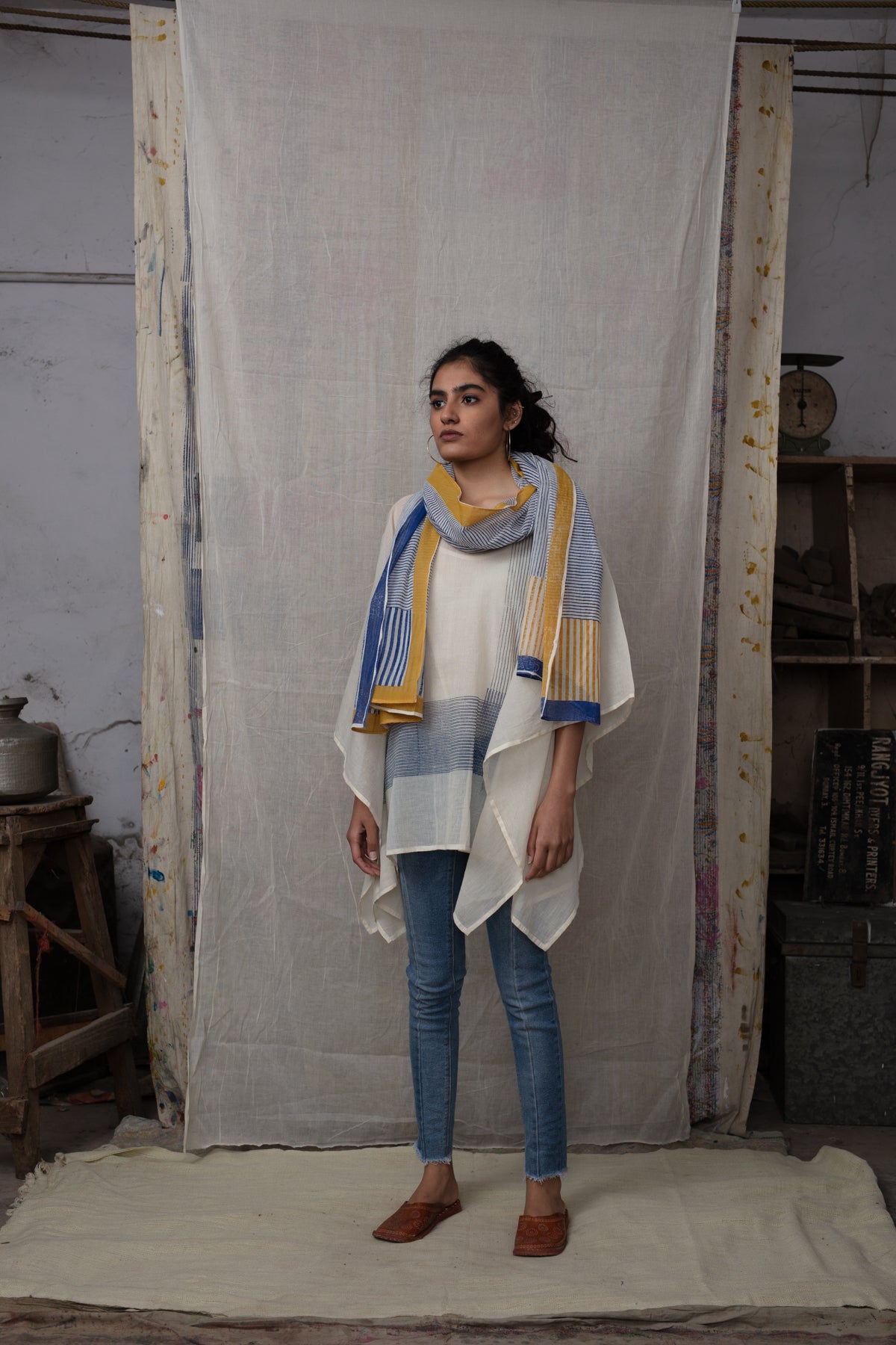 Mishap White Kaftan and stole