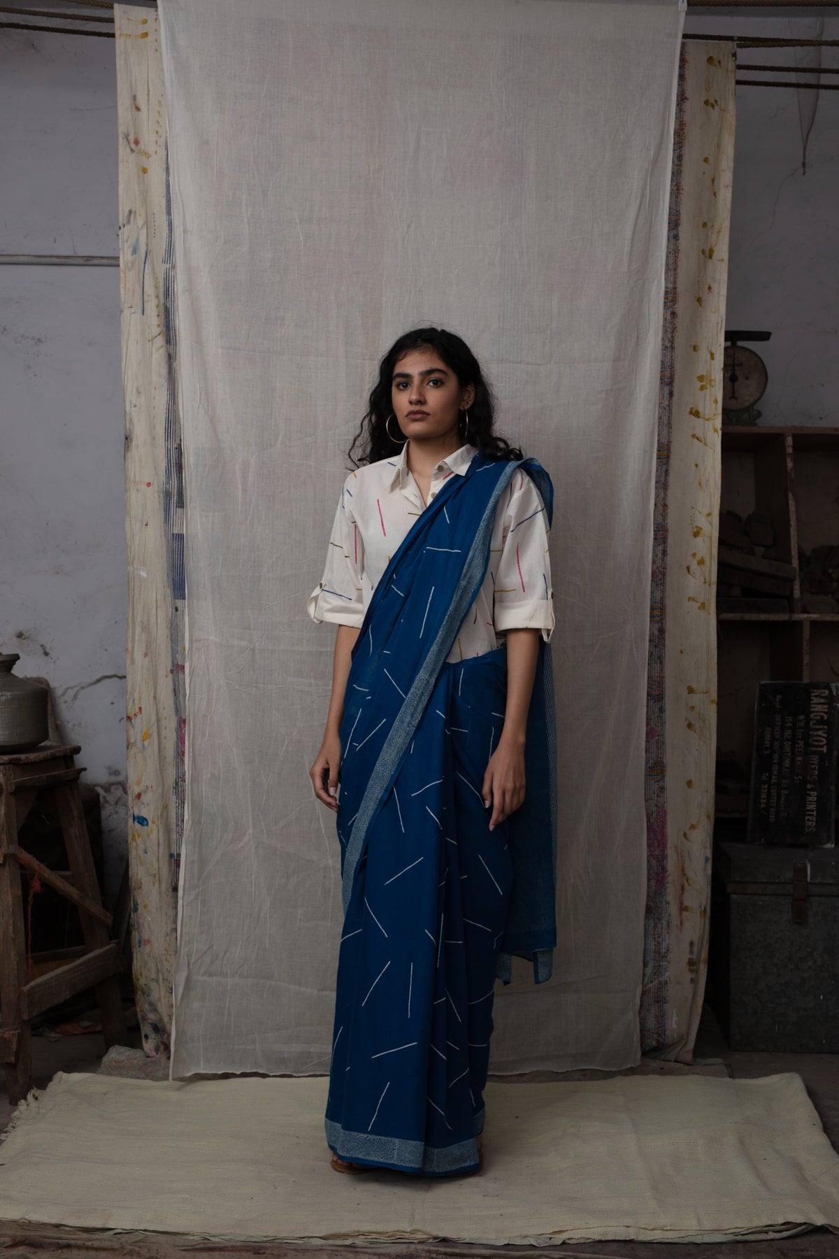 Sprinkles Blue Saree