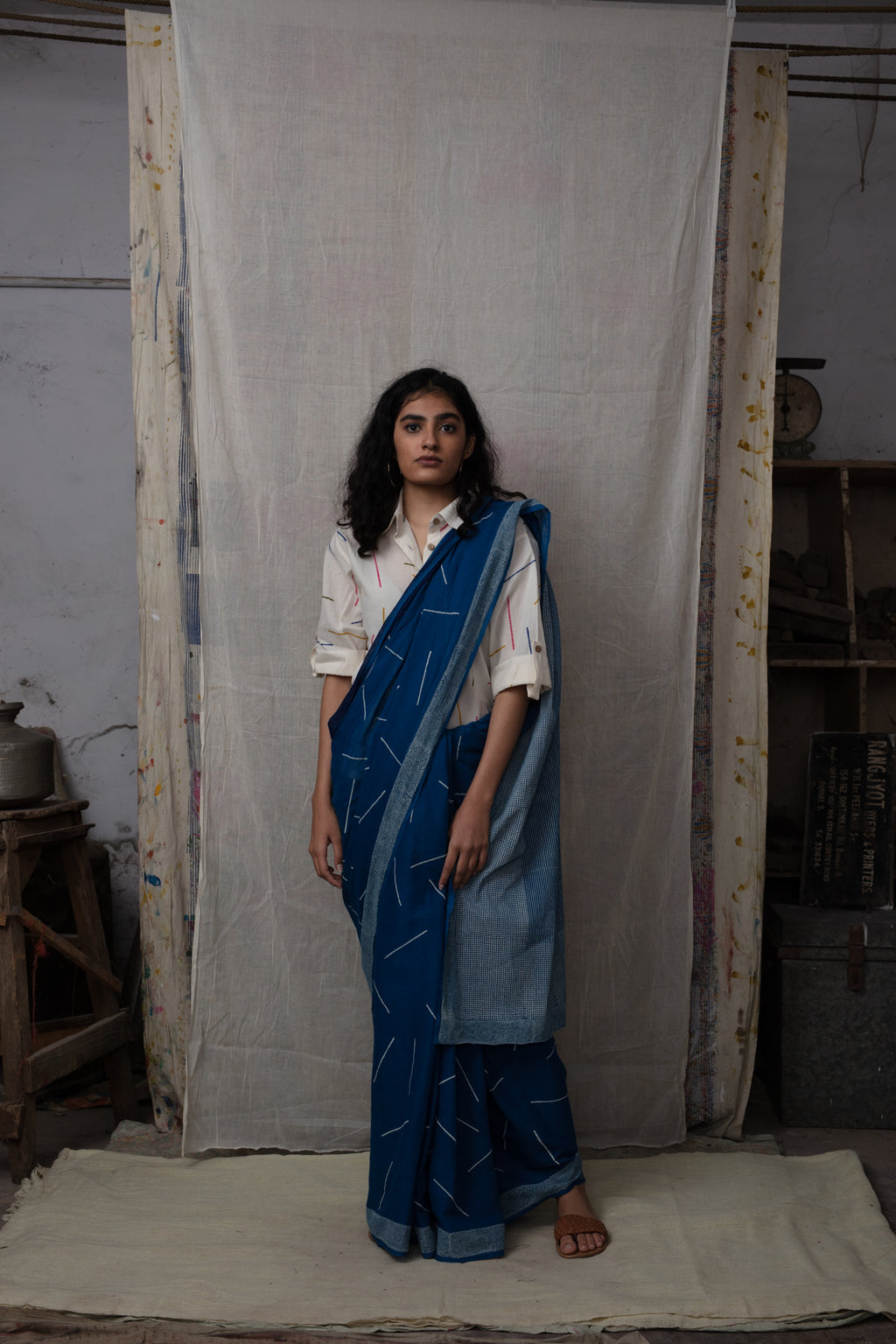 Sprinkles Blue Saree
