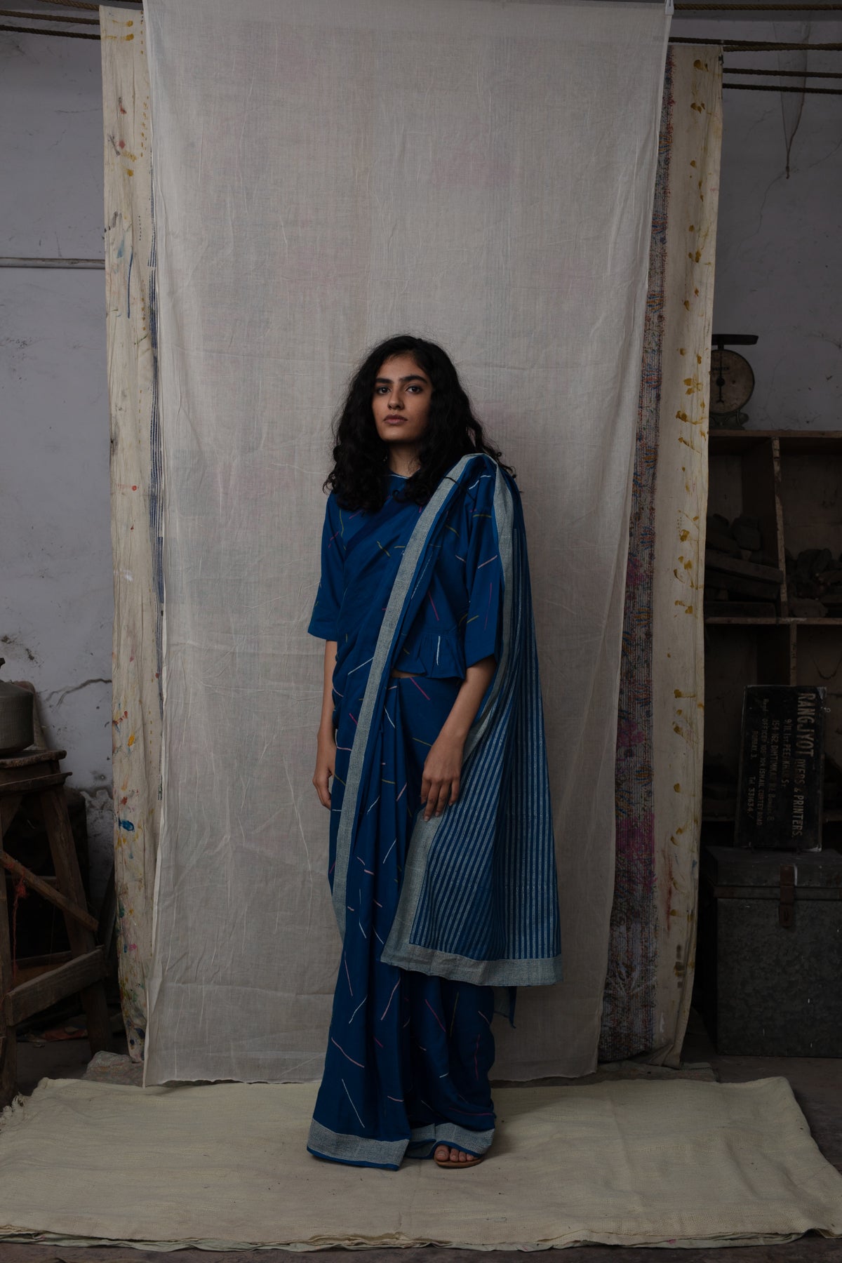 Sprinkles Blue Saree