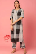 Black & White Boxy Kurta Set (Set of 3) - BANANA labs