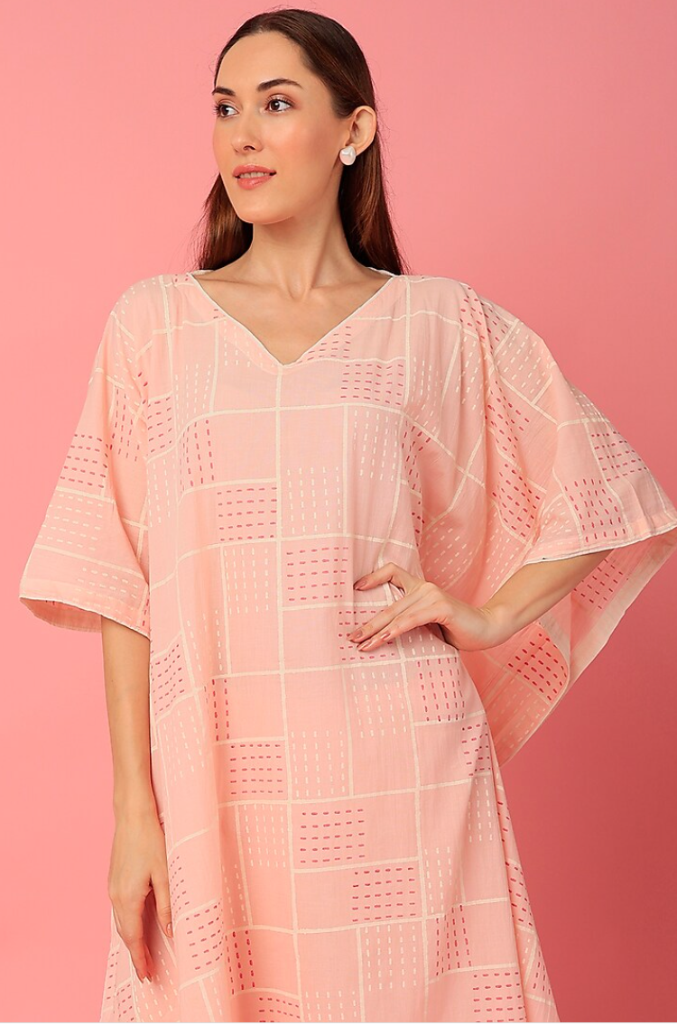 Pink Maze Kaftan with Pants (Set of 2)