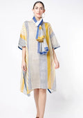 Meddle blue Kaftan Set with Slip and Stole (Set of 3) - BANANA labs
