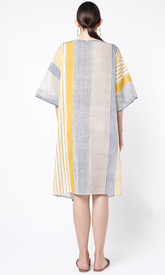 Meddle Blue Boat Neck Kaftan