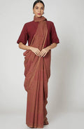 Collage Maroon Saree with Crop Top - BANANA labs