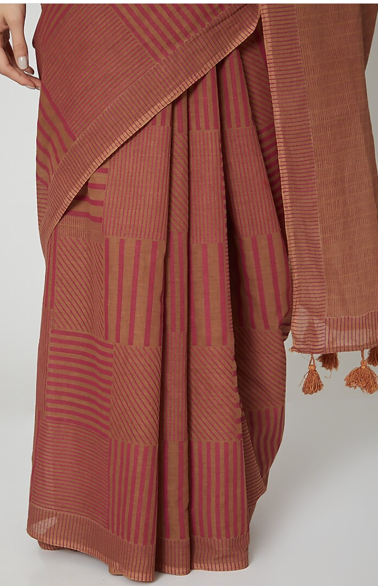 Collage Maroon Saree with Crop Top