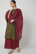 Collage Olive Kurta Set (Set of 3) - BANANA labs