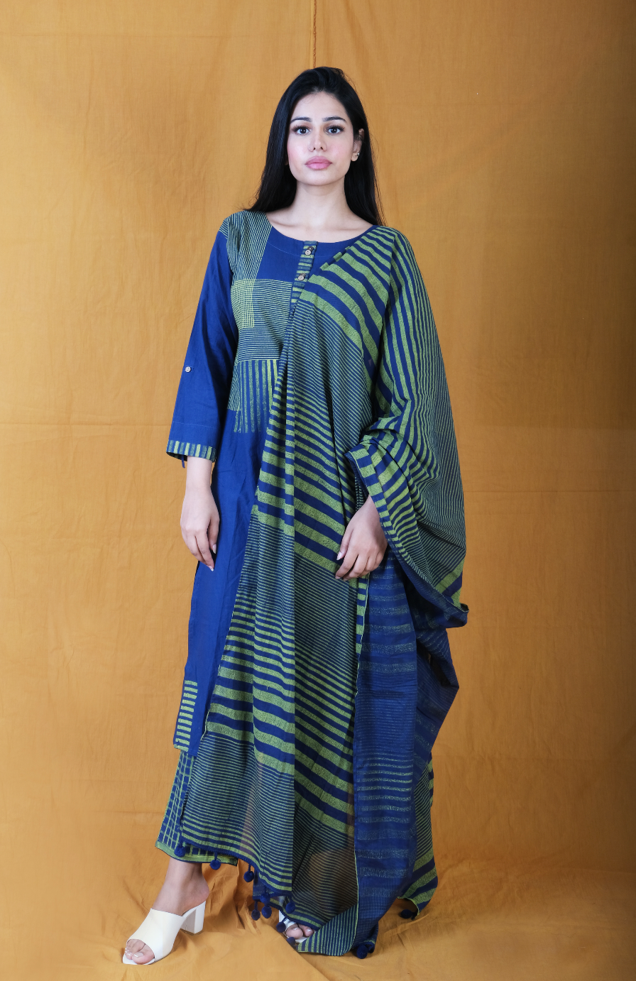 Twister Navy Kurta Set