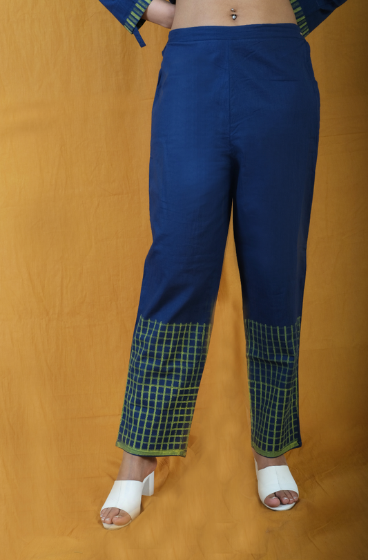 Navy Check Twister Pant