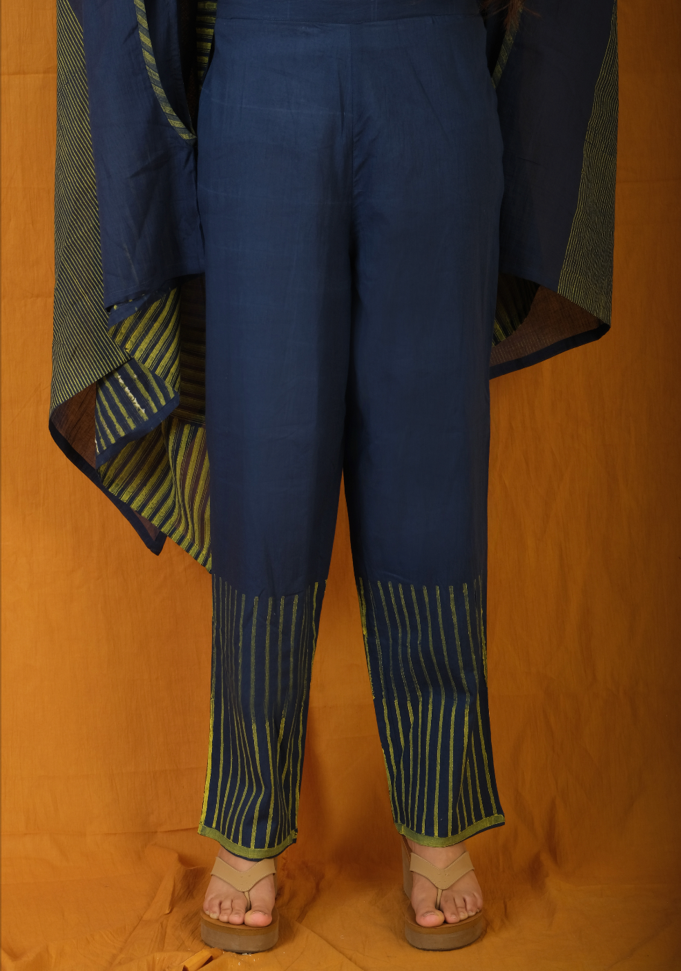 Navy Wind Piano Kaftan with Pants (Set of 2)