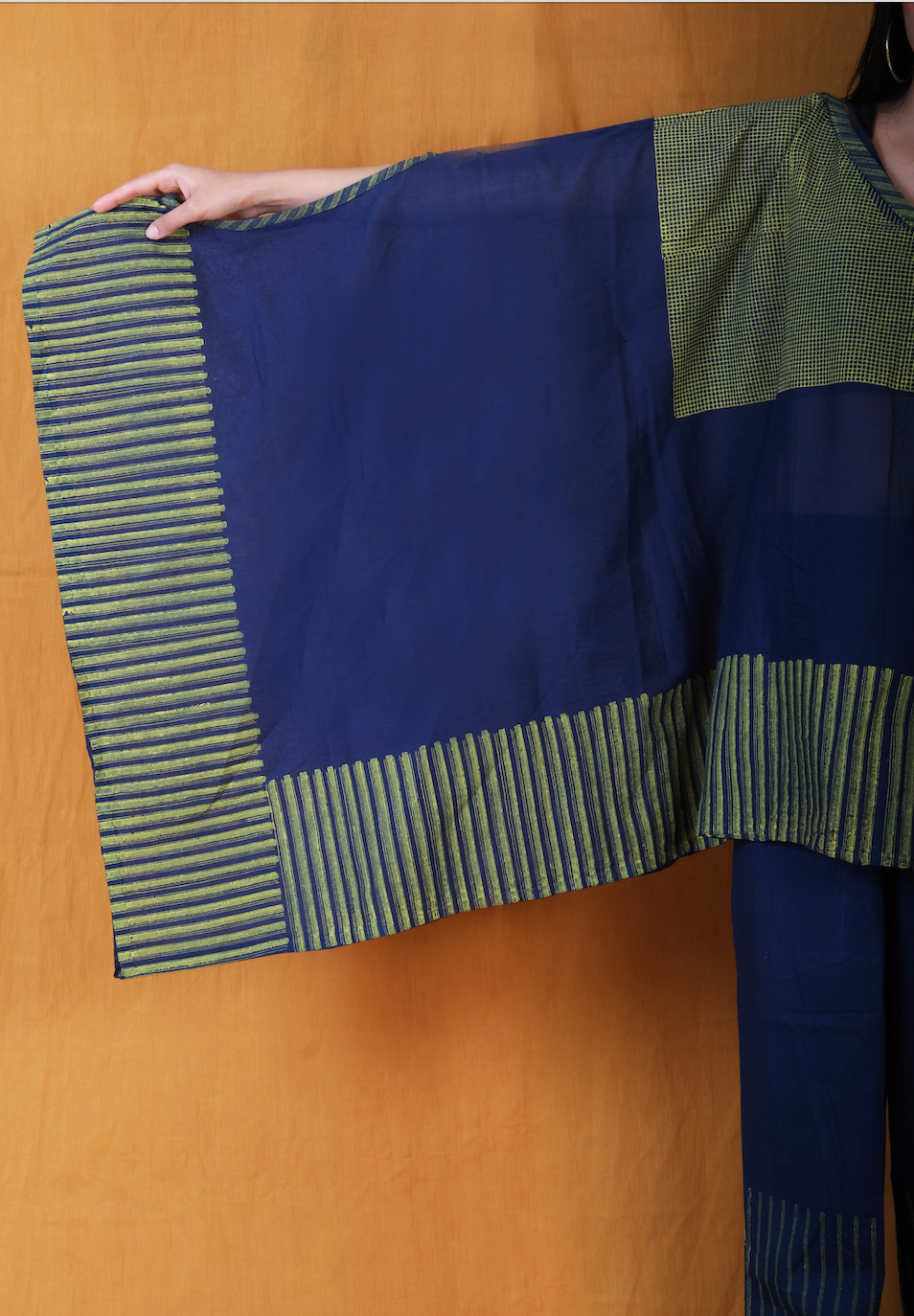 Navy Wind Piano Kaftan with Pants (Set of 2)