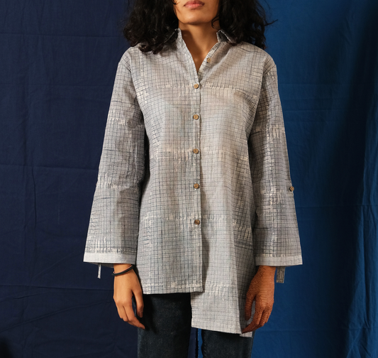 Twister Micro Check High Low Shirt