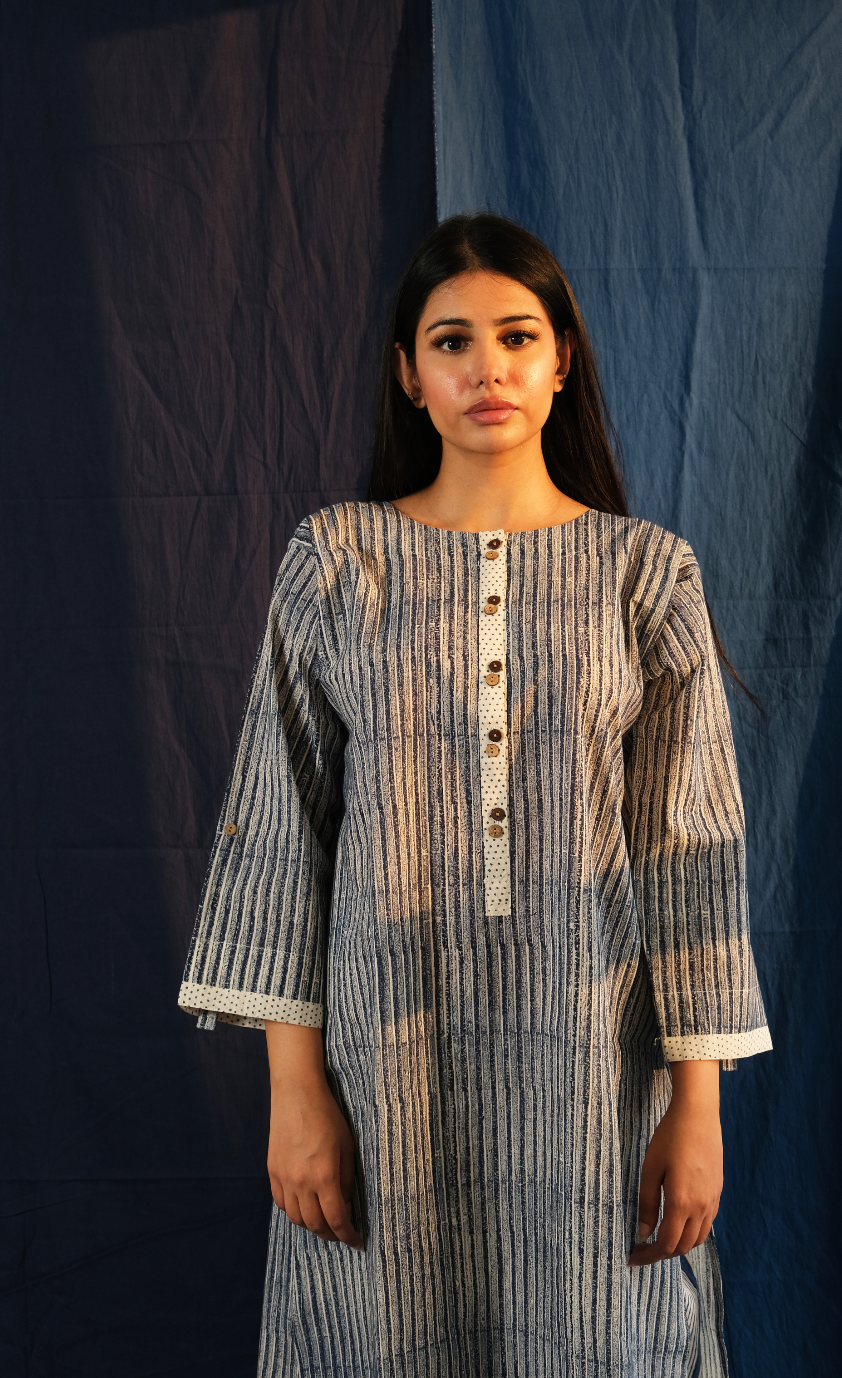 Grade Fab Twister Navy Kurta Set (Set of 3)