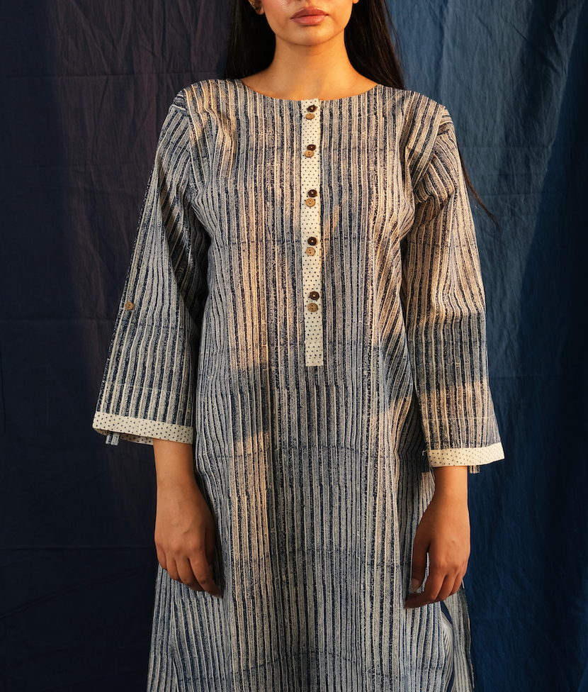 Grade Fab Twister Navy Kurta Set (Set of 3)