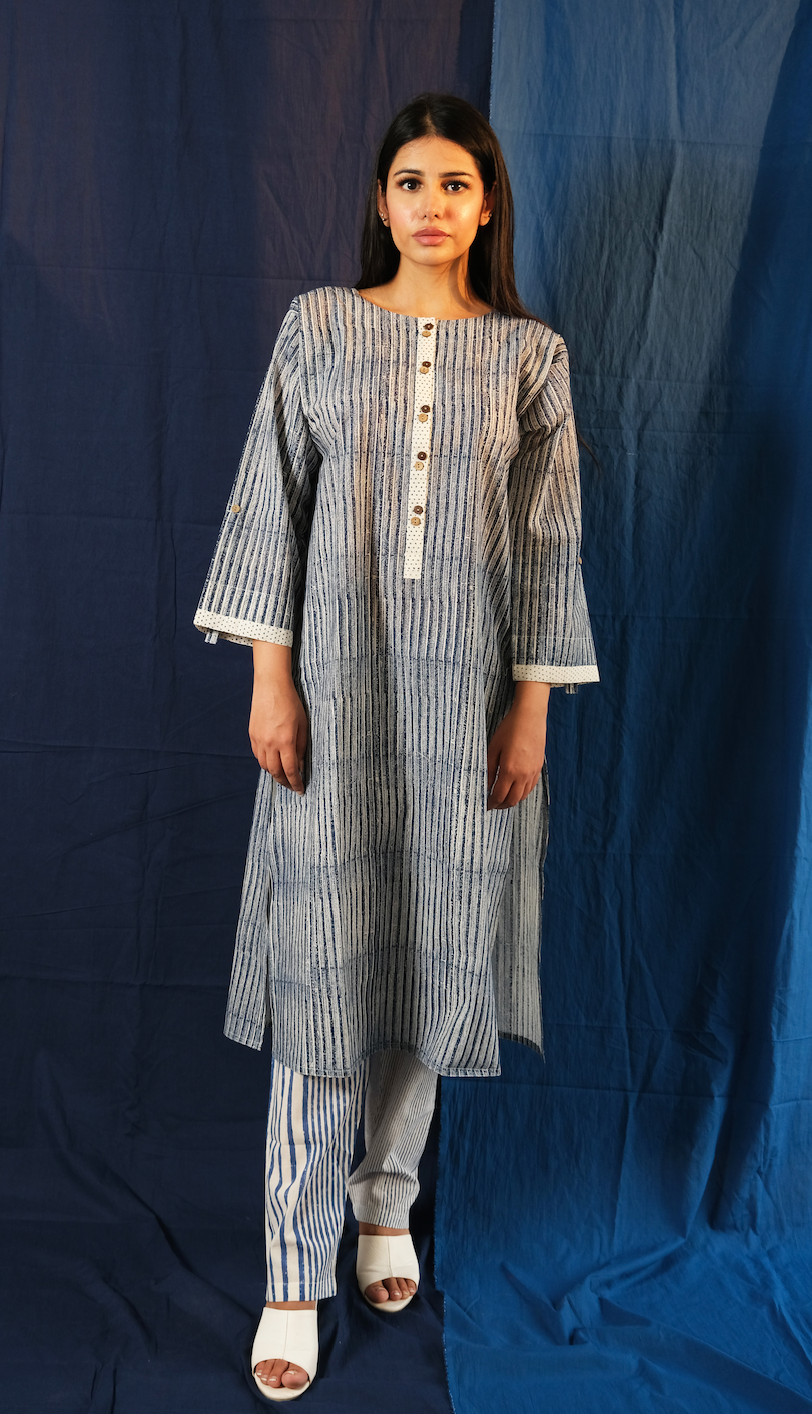Grade Fab Twister Navy Kurta Set (Set of 3)
