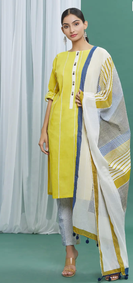 Indigo Yellow Flabber Dupatta