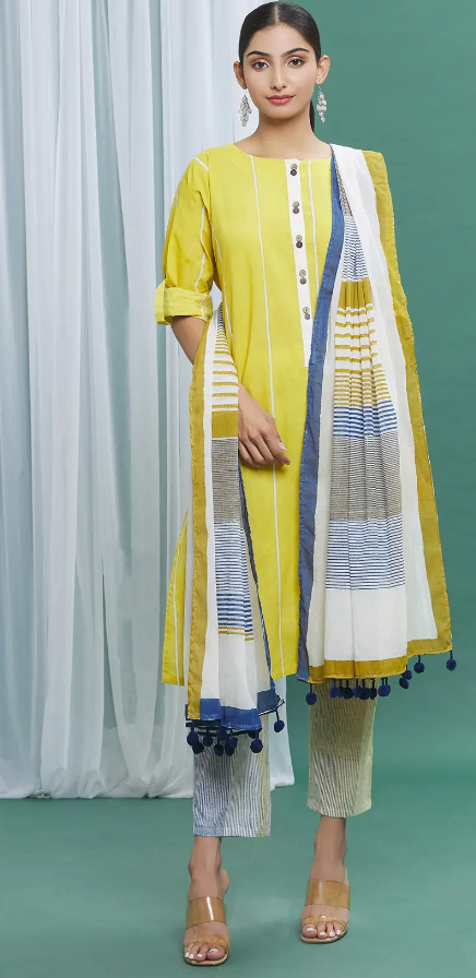 Indigo Yellow Flabber Dupatta