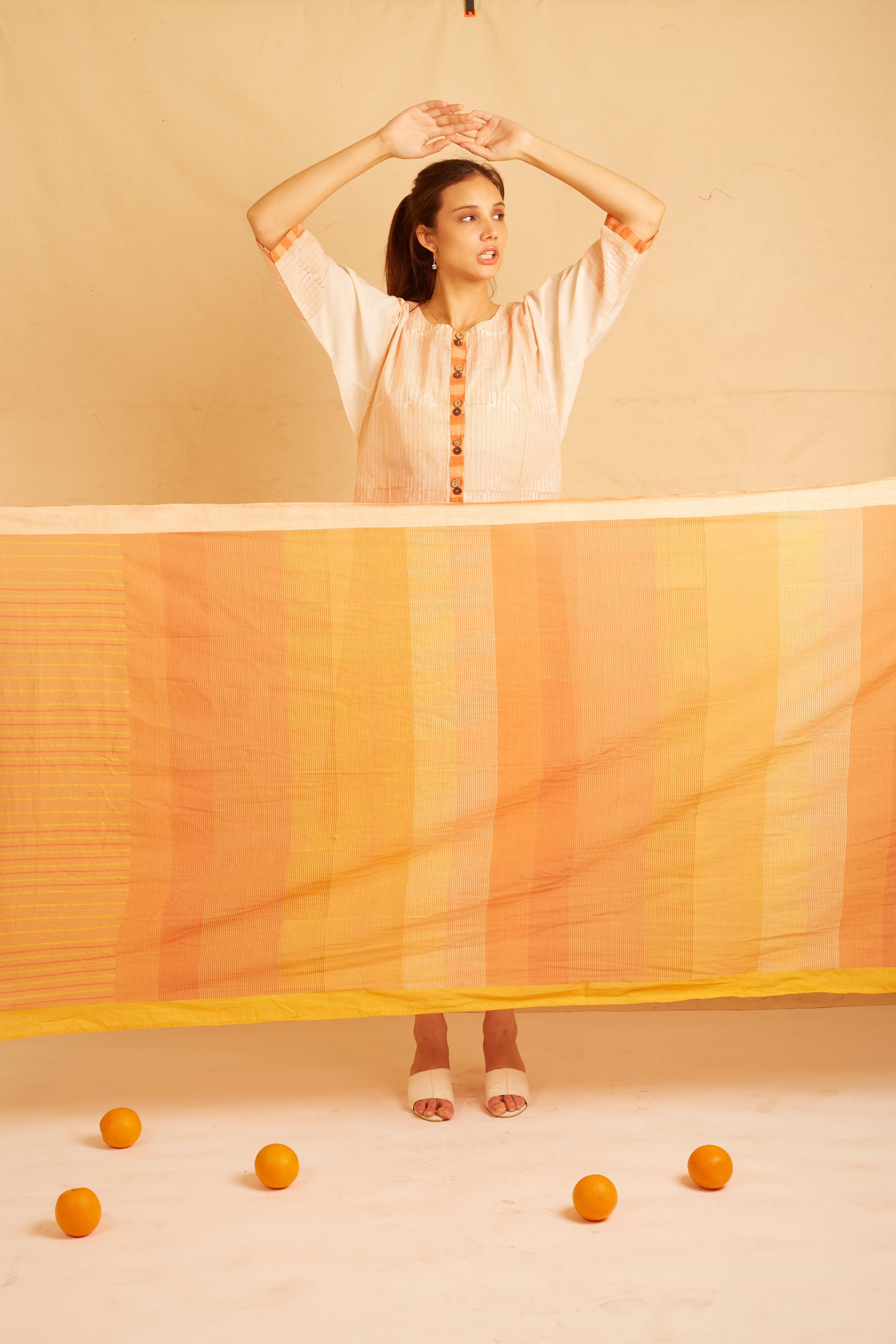 BANANA Orange Delight Striped Dupatta