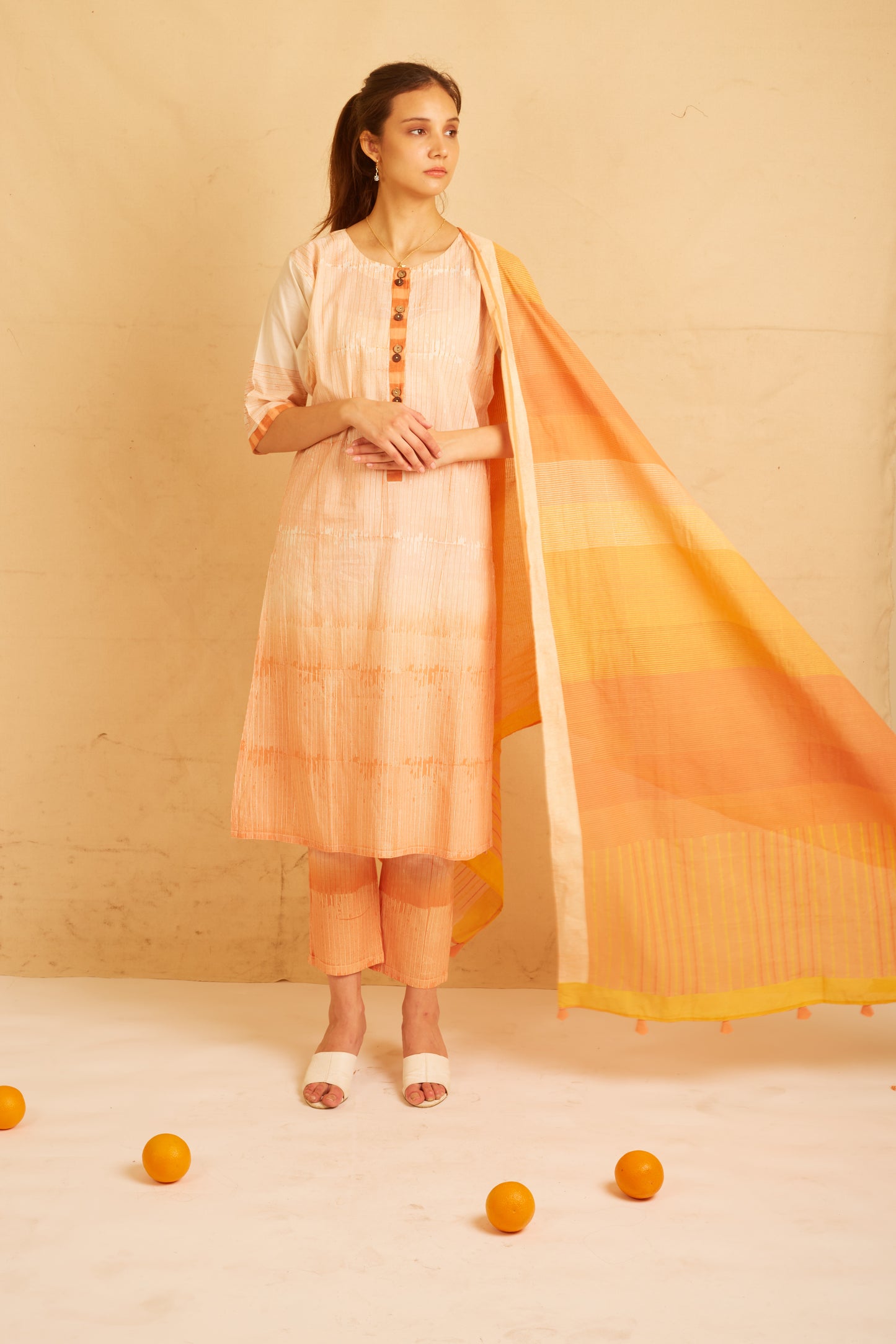 BANANA Orange Delight Striped Dupatta