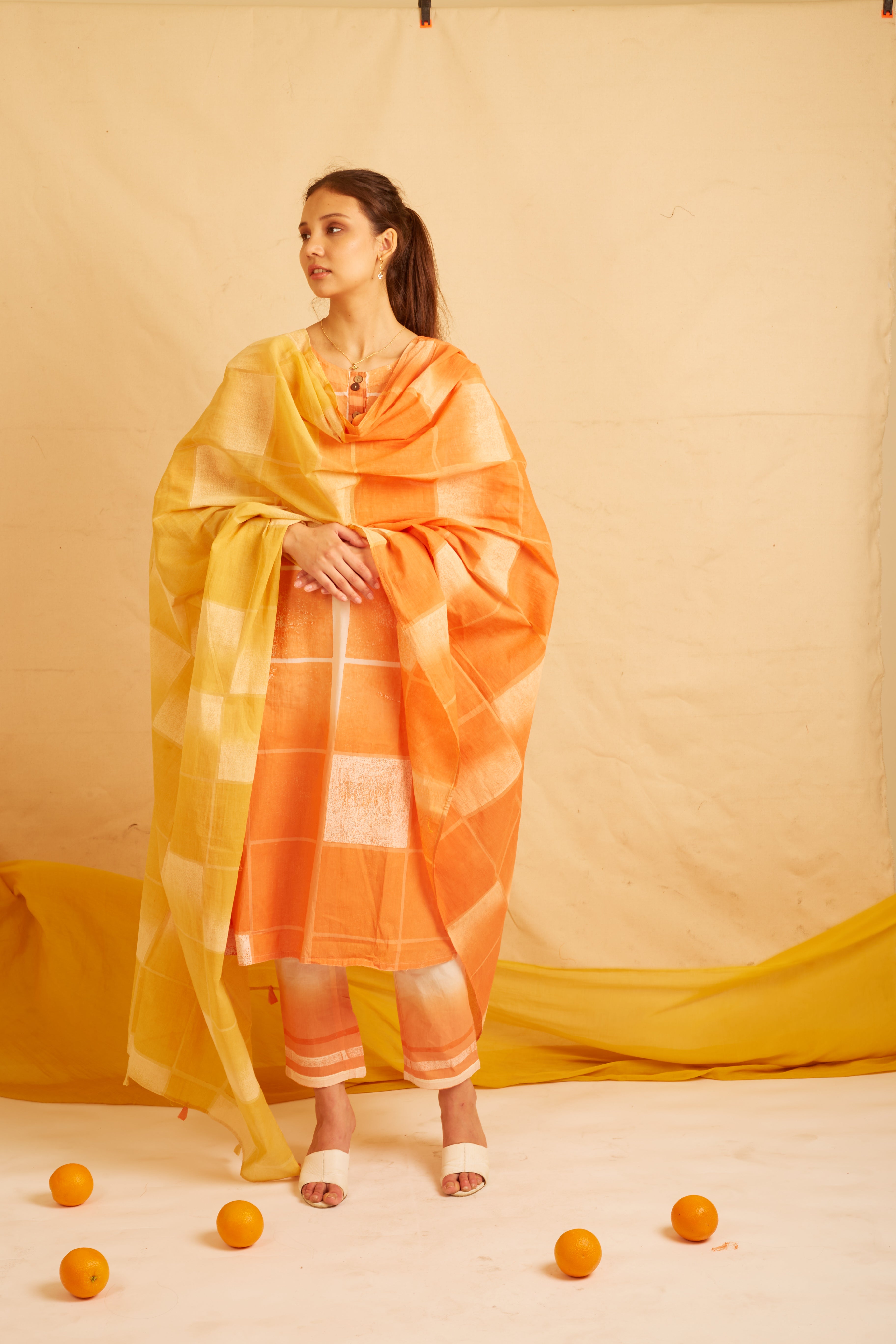 BANANA Yellow and Orange Box Dupatta