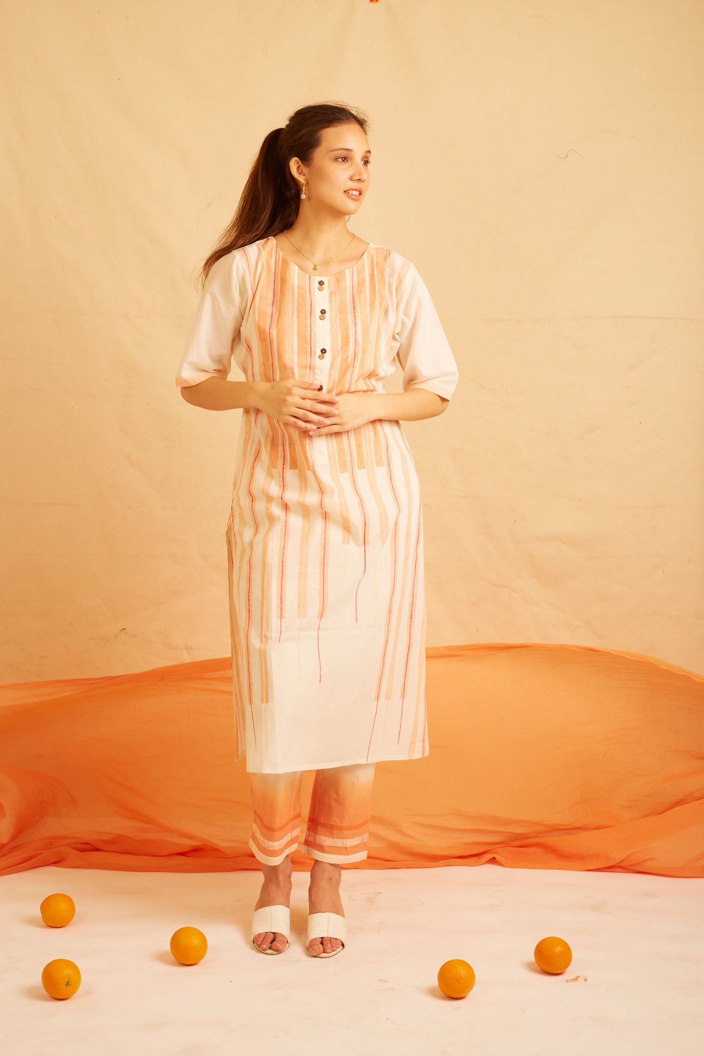 BANANA Orange Love Kurta Set