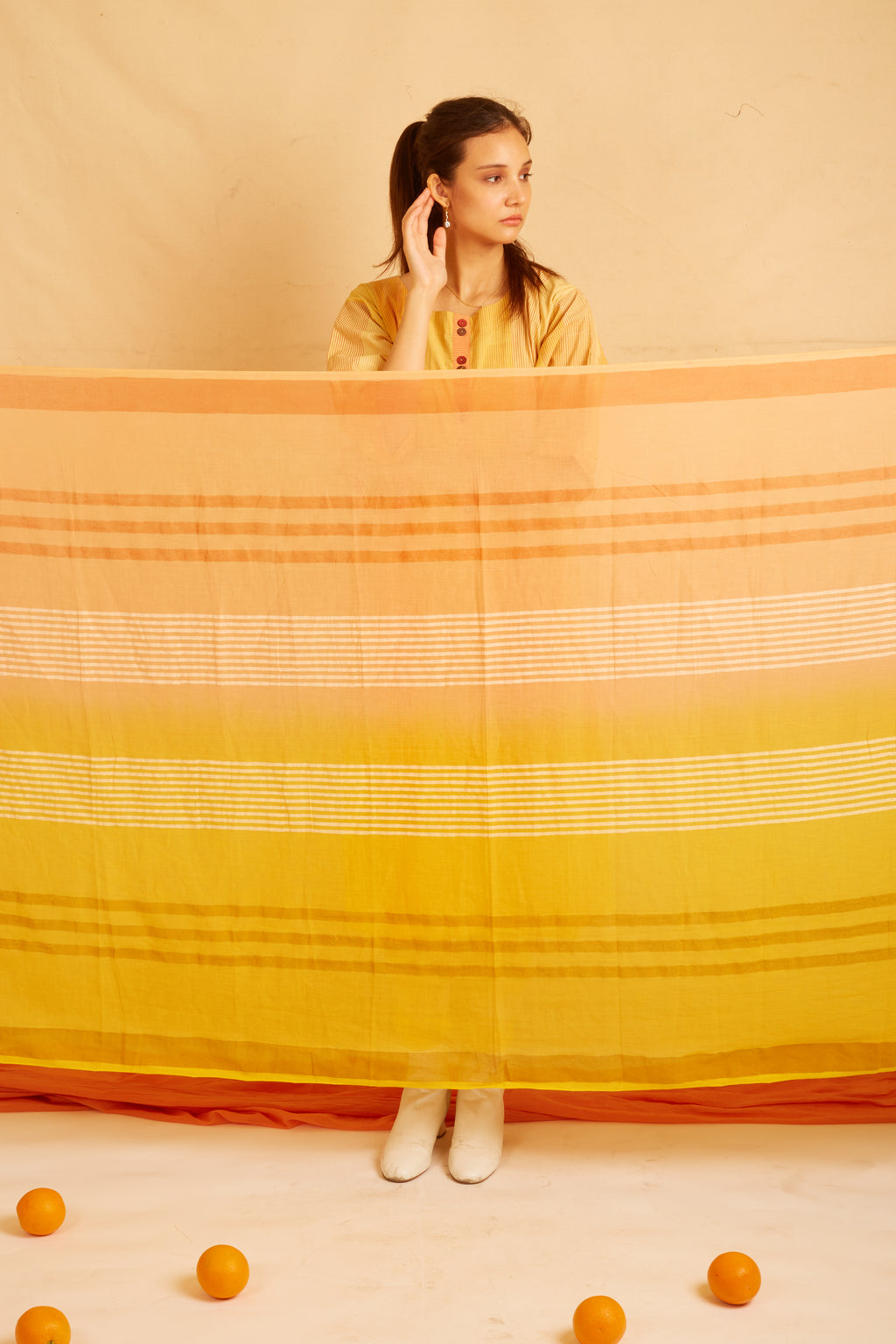 BANANA Yellow Striped Dupatta