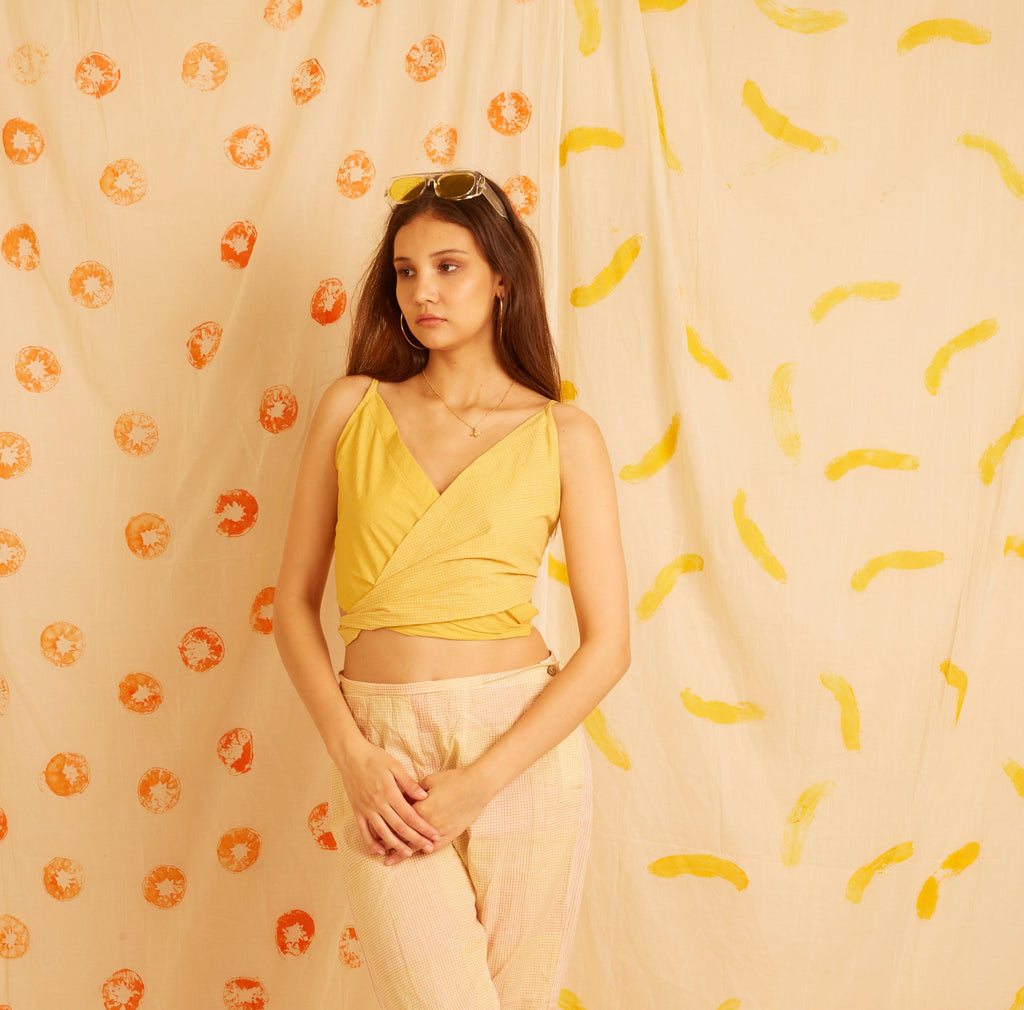 BANANA Color Me Yellow Wrap Top