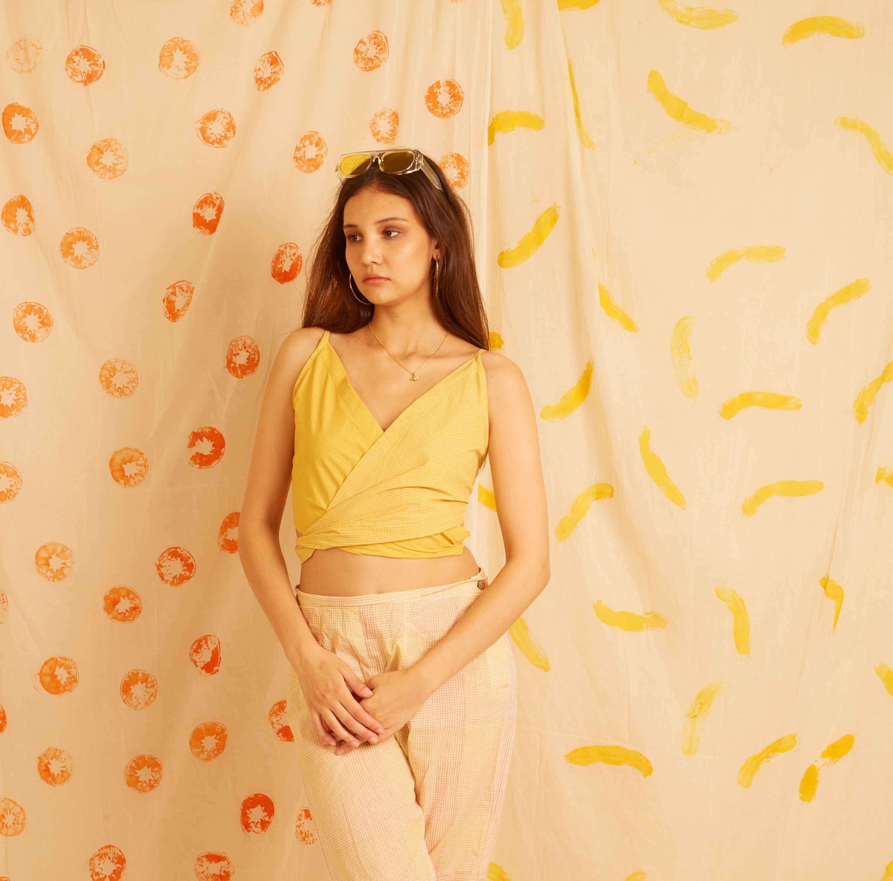 BANANA Color Me Yellow Wrap Top