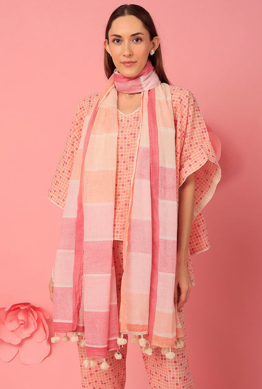 Blush Pink Texture Paper Clove Dupatta